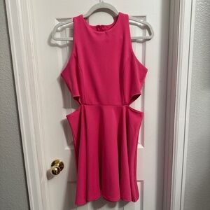 Hot pink cutout mini dress